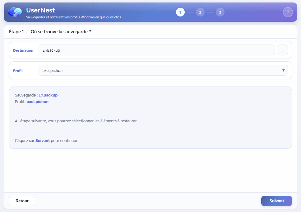 UserNest restauration étape 1