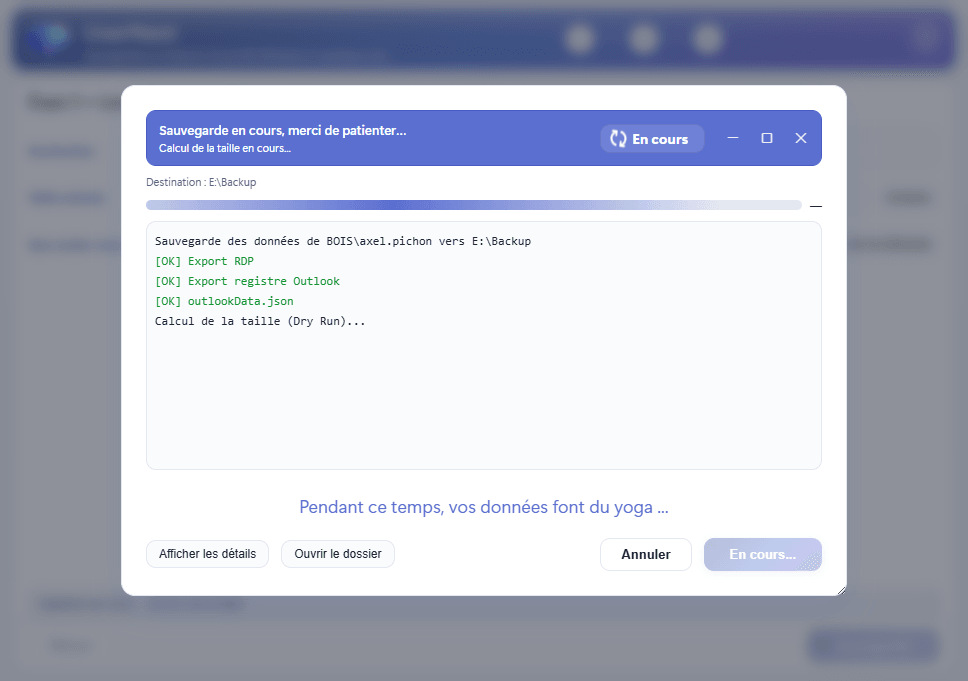 UserNest sauvegarde en cours